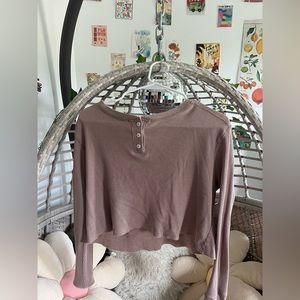 mauve waffle knit cropped sweater